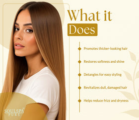 SOULSPA PURE biotin shampoo bottle supports gentle cleansing and thickening.