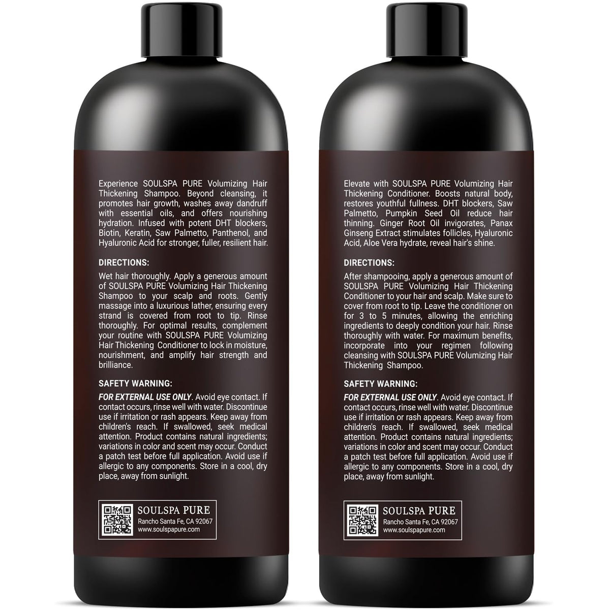 SOULSPA PURE bundle on shelf conveys complete hair-thickening routine.