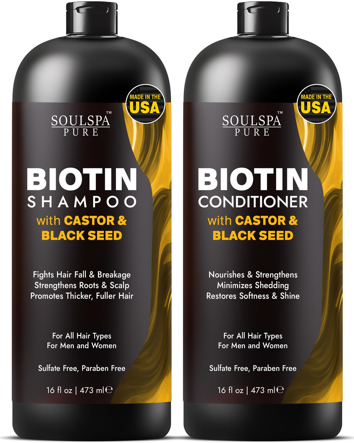 SOULSPA PURE castor oil bottle promotes root nourishment for stronger hair.