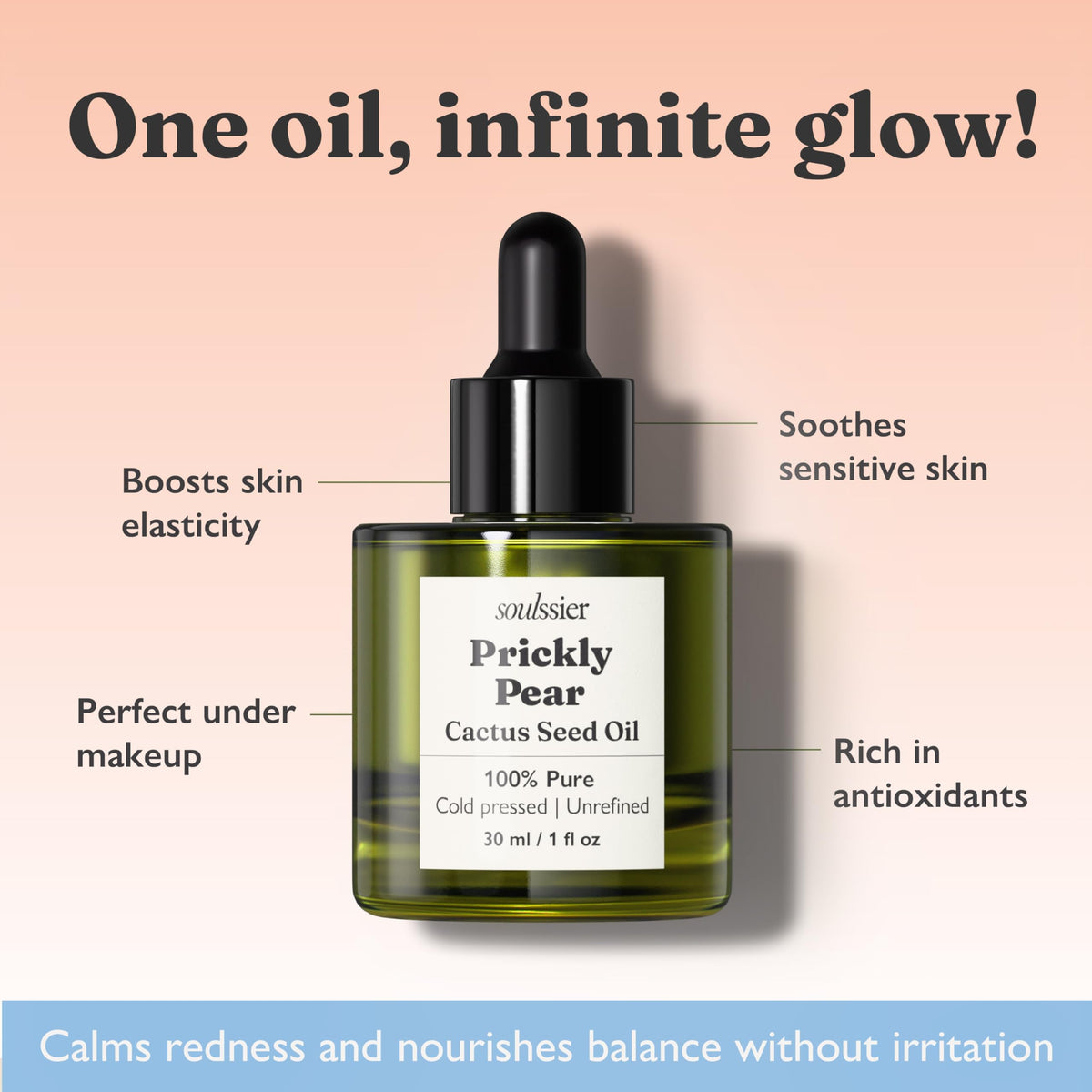 Label on Soulssier bottle highlights fragrance-free single ingredient purity