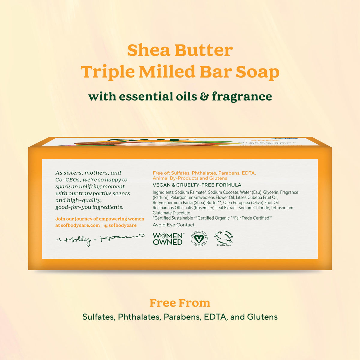 Close-up of South Of France SoF bar soap with creamy lather ready to use