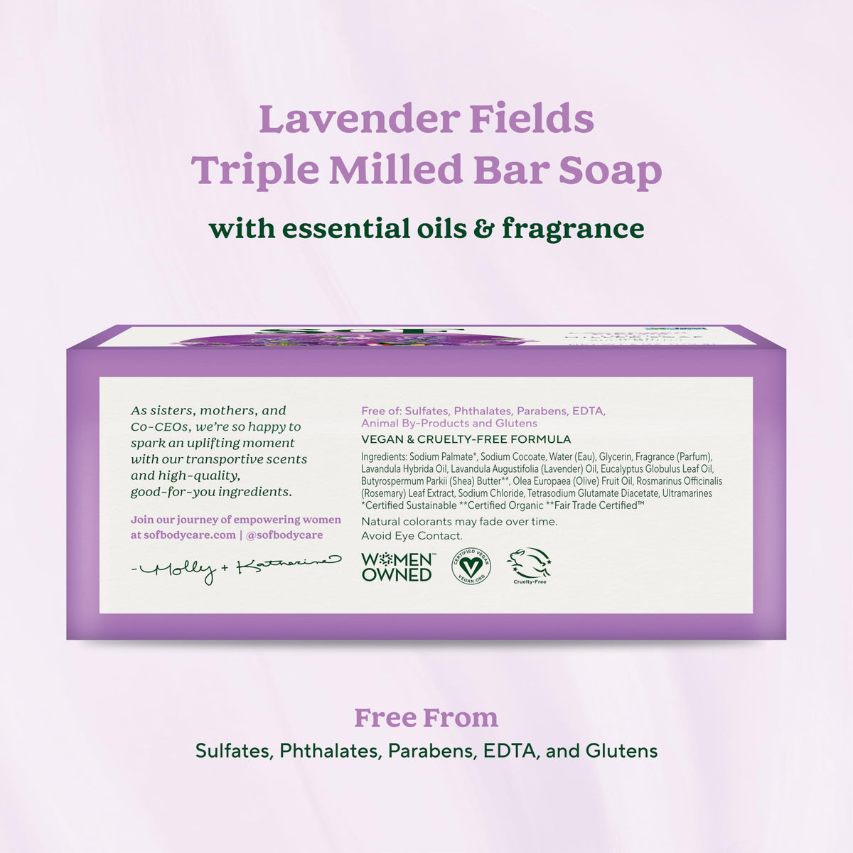 South Of France bar soap with coconut oil for extra hydration.