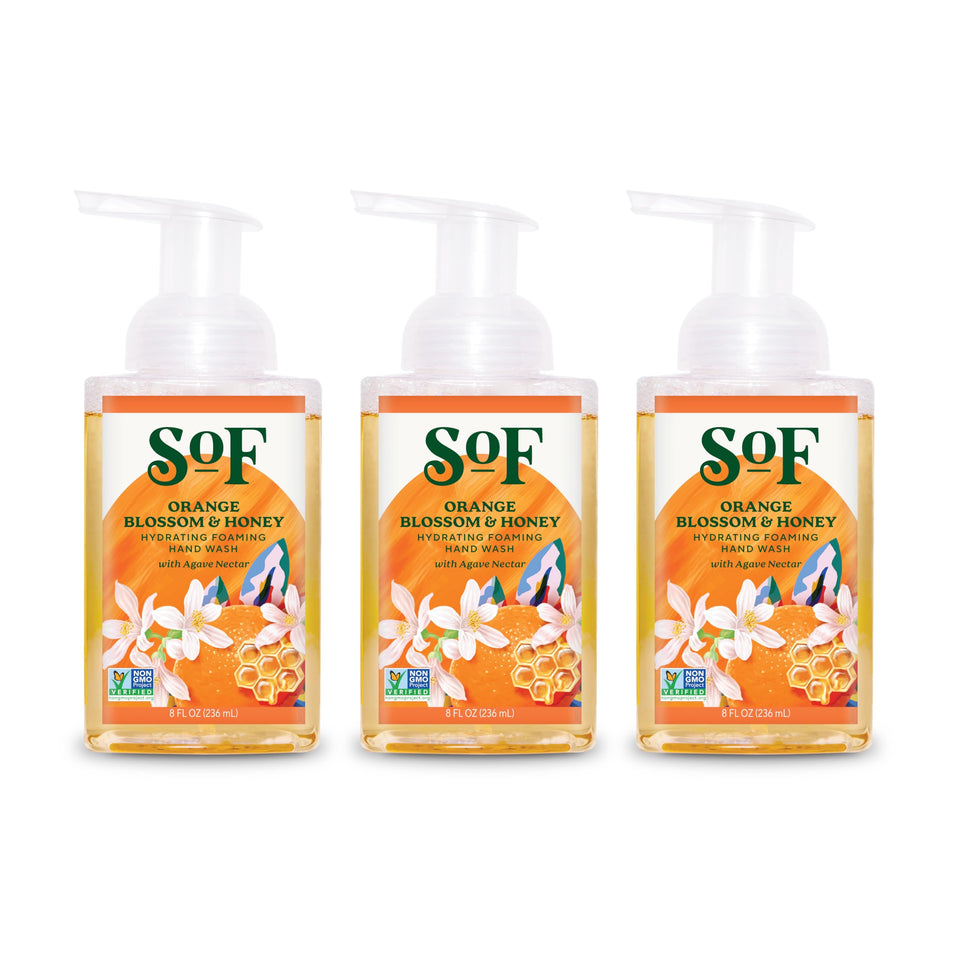 South Of France SoF hand wash bottle with orange blossom aroma providing gentle hydration.