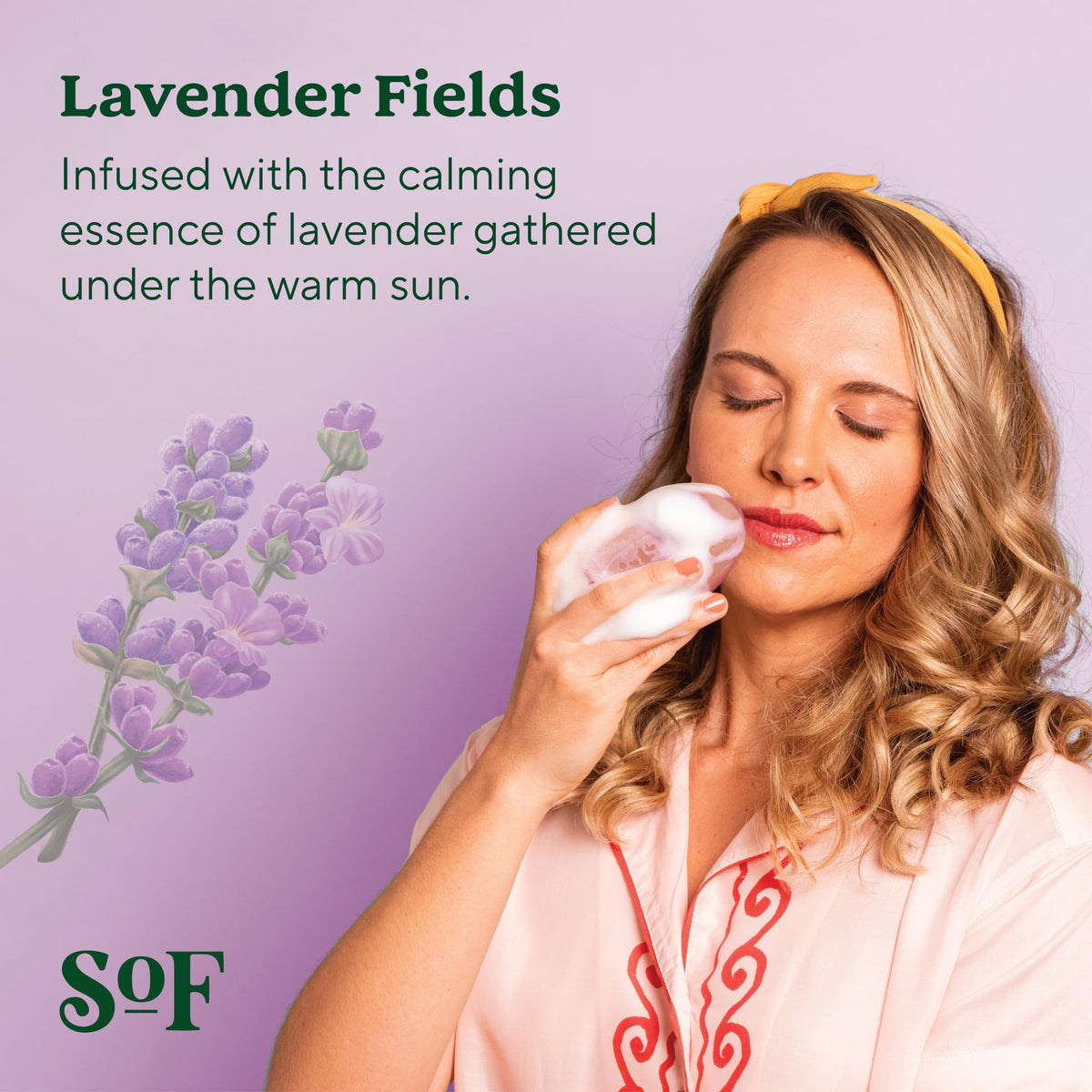 South Of France Lavender Fields soap uses organic shea butter for soft skin.
