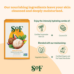 Vegan and non-GMO label on South Of France SoF soap