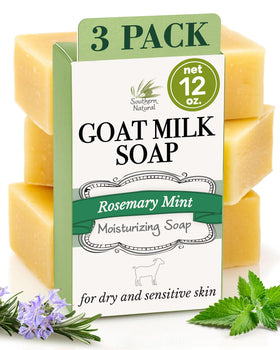 Southern Natural Rosemary Mint Goat Milk Soap Bar 3-pack for versatile daily cleansing.