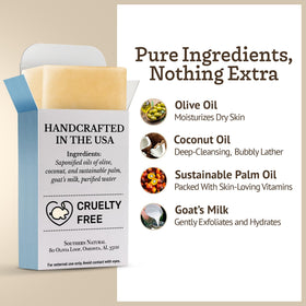 Goat milk soap bar used on face and body by Southern Natural