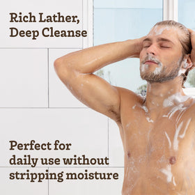 Hand applying Southern Natural goat milk soap for daily face and body wash.