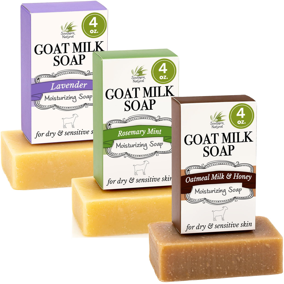 Southern Natural Lavender Goat Milk Soap Bar nourishes dry skin with gentle cleansing.