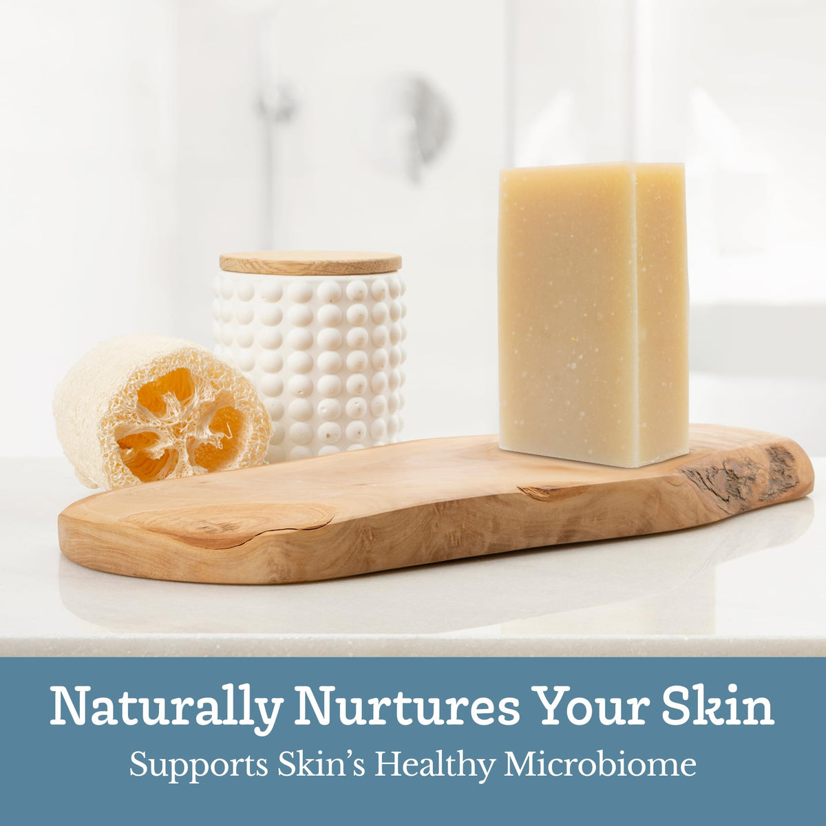 Minimalist packaging of Southern Natural unscented goat milk soap