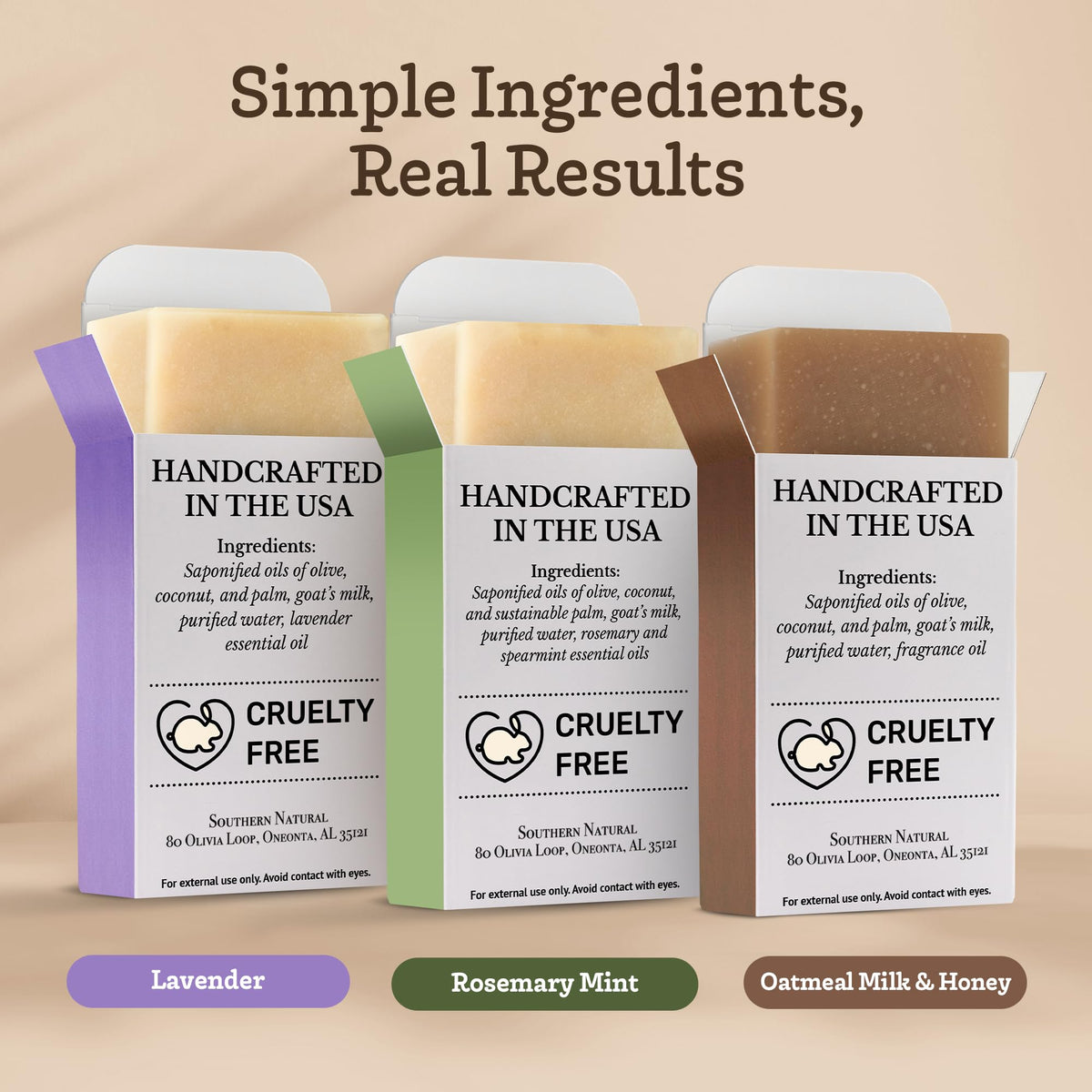 Southern Natural Rosemary Mint goat milk soap bar refreshes face and body.
