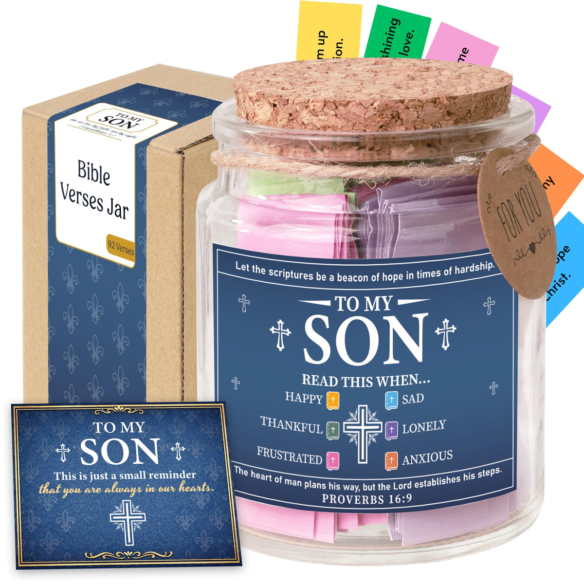 SOUTHLISA glass Bible verses jar with cork lid, a thoughtful gift for his journey.