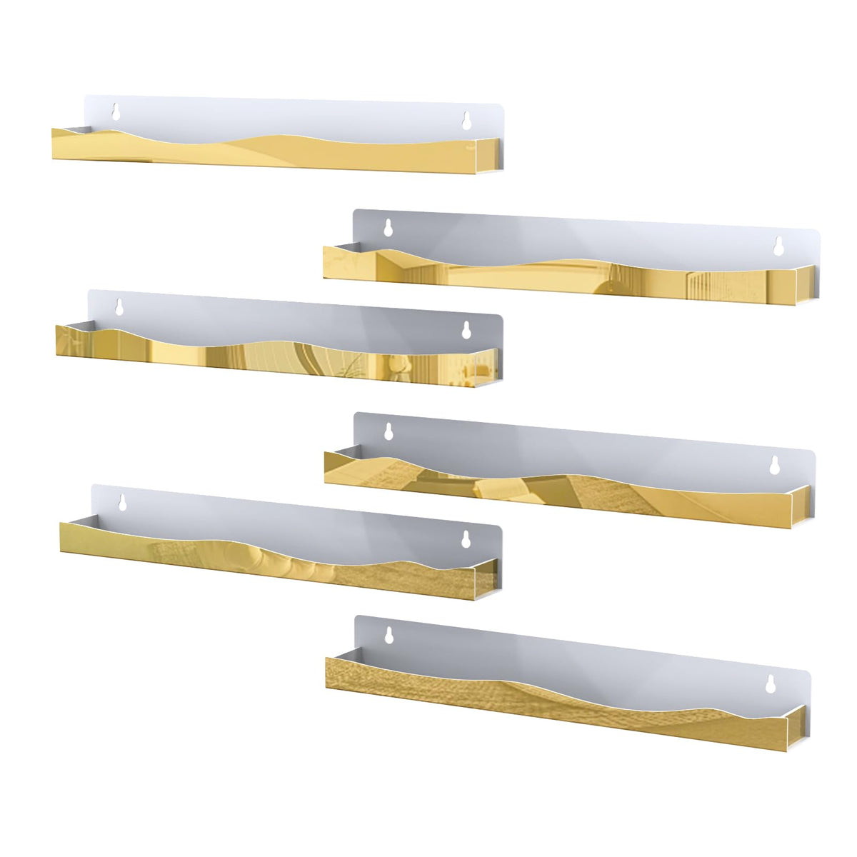 SOVQUEST gold mirror nail polish wall rack front view for sleek display