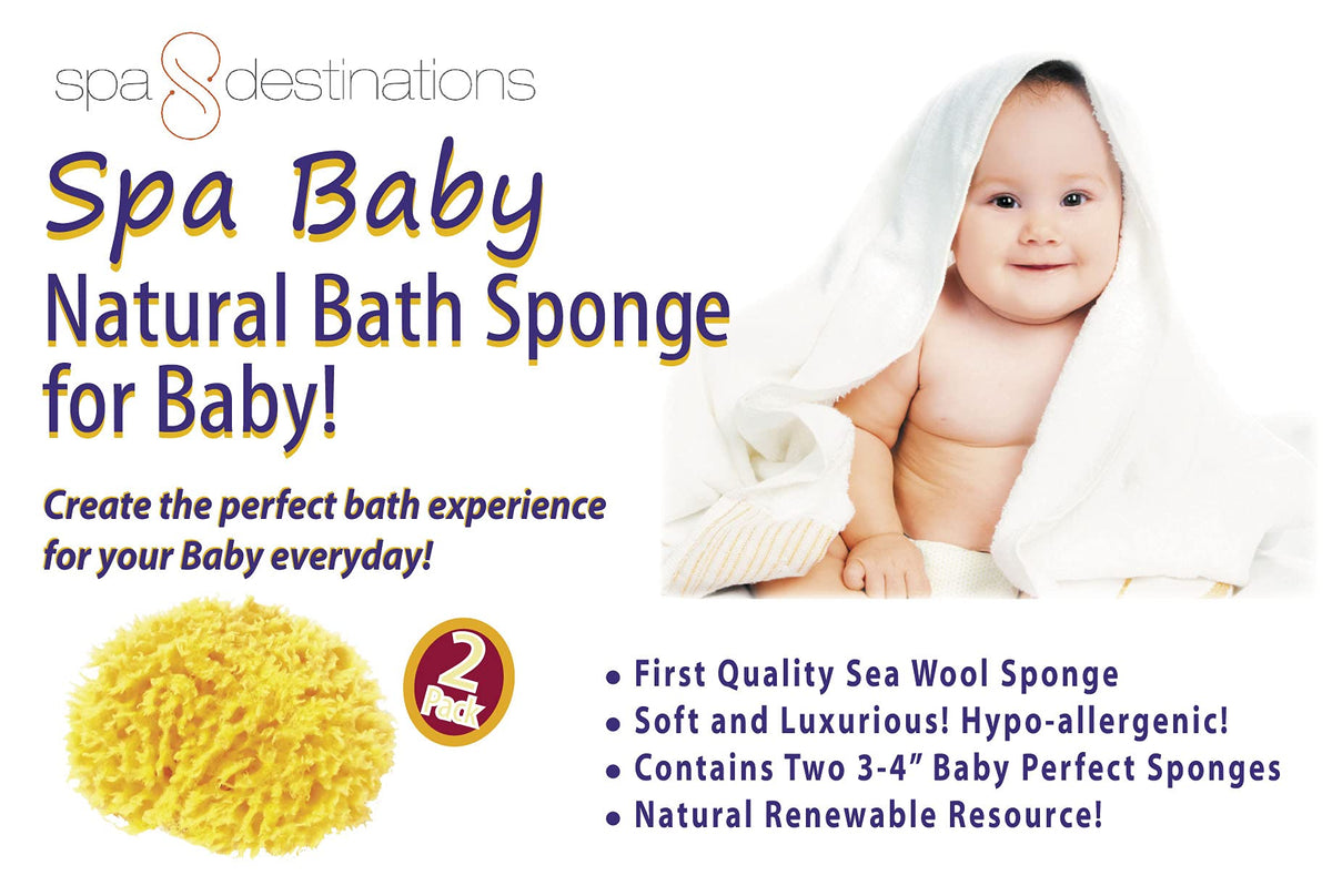 Spa Destinations baby sponge pair offers long-lasting use for families.