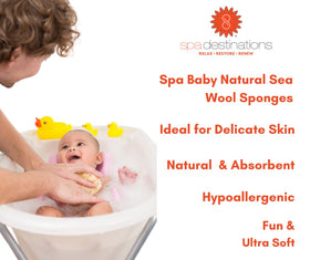 Ultra-soft sea wool sponge by Spa Destinations for delicate infant skin.