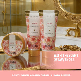 Spa Luxetique rose body lotion for nourished skin.