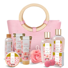 Spa Luxetique rose spa gift basket for elegant at-home self-care rituals.