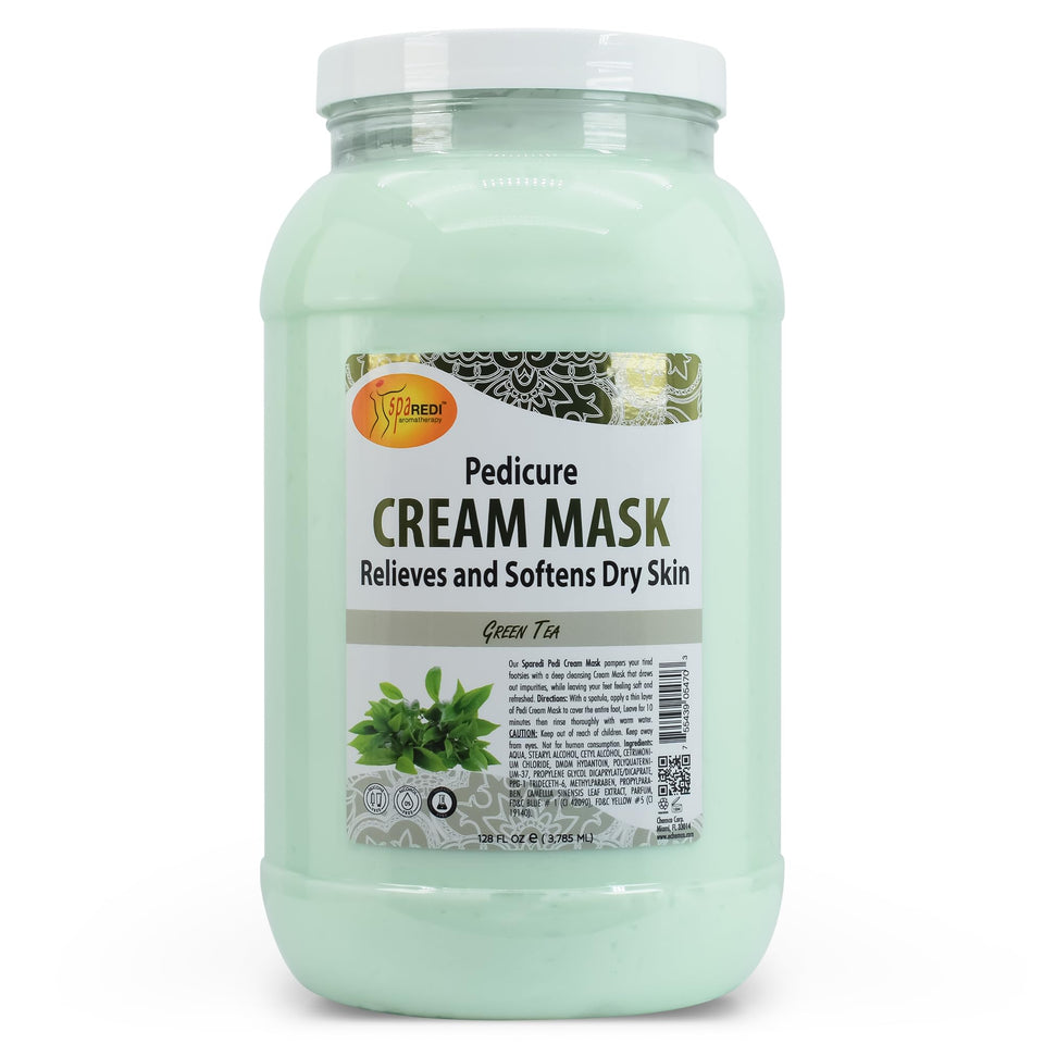 Spa Redi body and foot cream mask with green tea for deep hydration and refreshed skin.