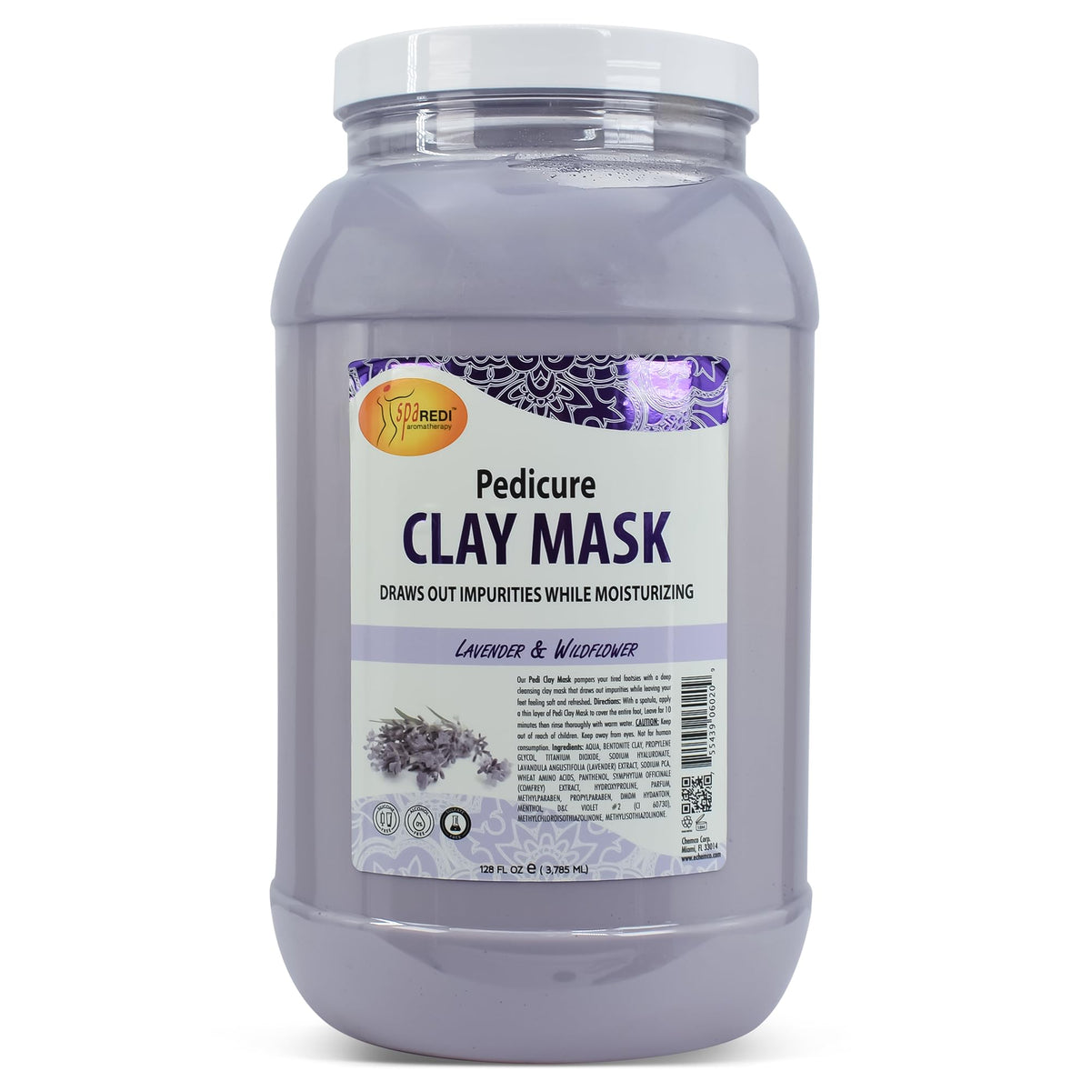 Spa Redi clay mask lavender-wildflower close-up highlighting pore purification and hydration.