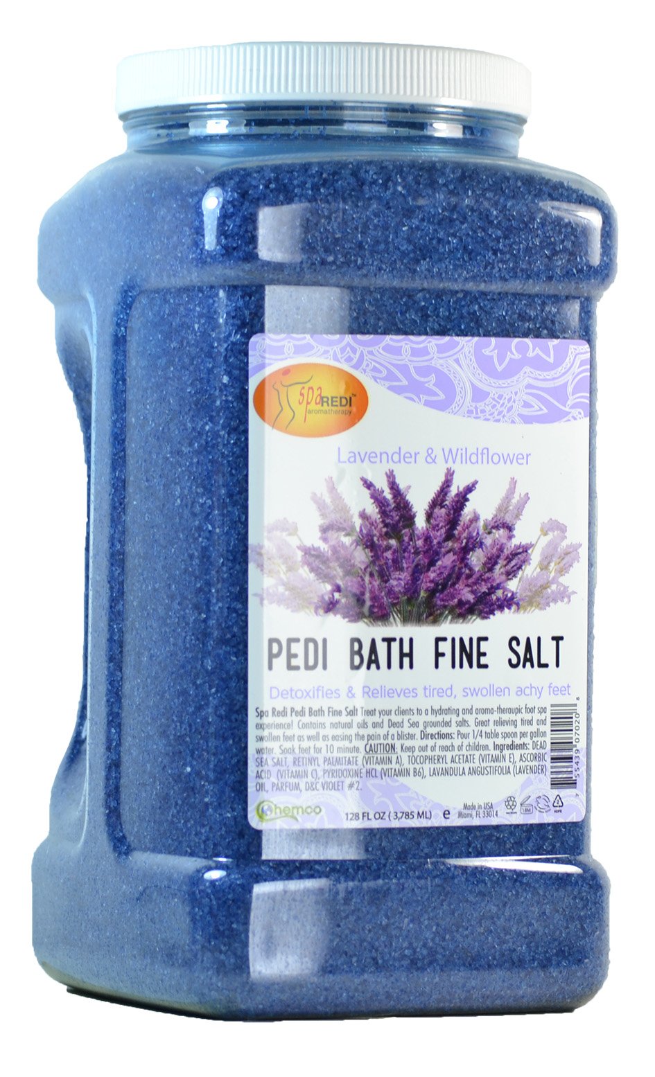 SPA REDI Foot Soak bottle ready for pedicure prep, soothing and nourishing the skin.
