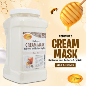 Applying SPA REDI Milk & Honey mask to tired feet for moisture