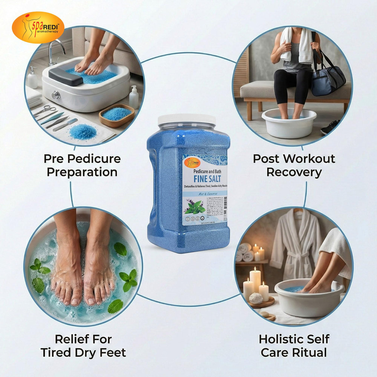 Foot bath setup showing spa soak for pedicure and home spa