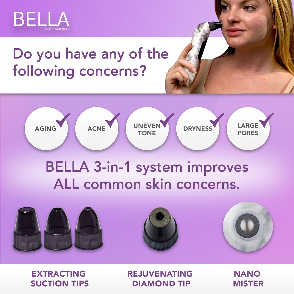 Spa Sciences Bella Nano Mist emits a fine mist for hydrating sessions.