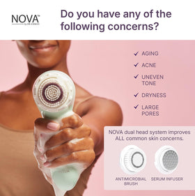 Spa Sciences Nova sleek handle for a comfortable daily cleanse.