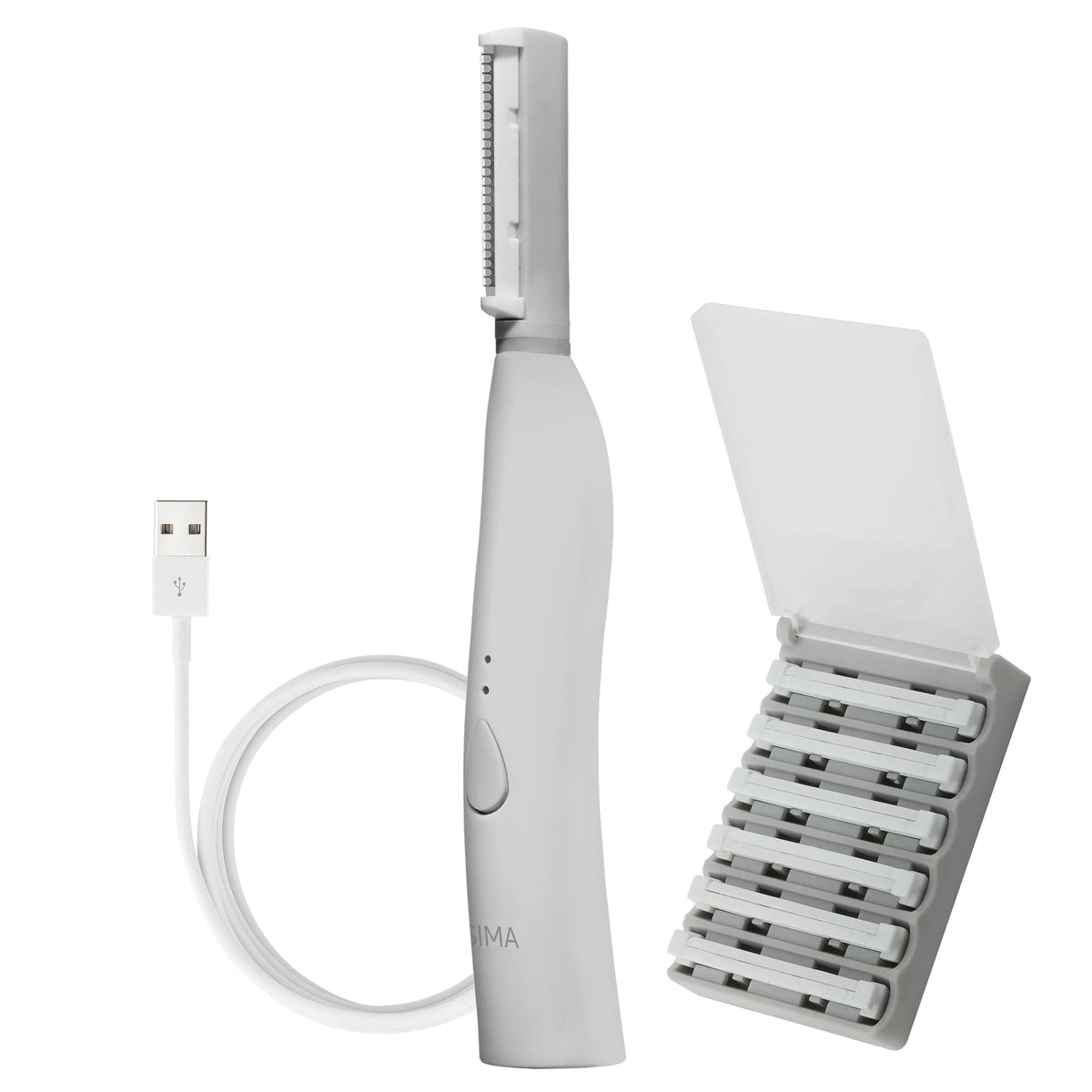 Spa Sciences SIMA Dermaplane Tool usage showing easy at-home exfoliation and peach fuzz removal.