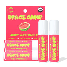Space Camp Wellness lip balm: juicy-watermelon flavor for refreshing lip hydration.