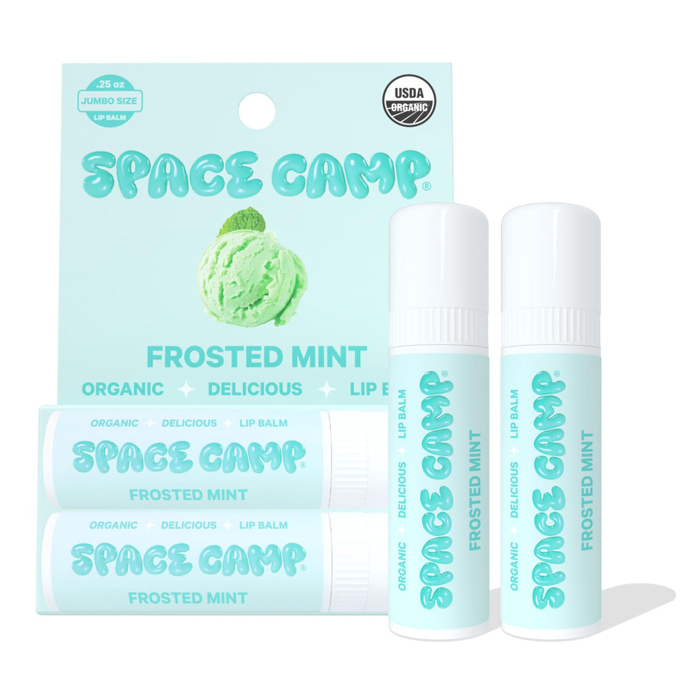 Space Camp Wellness jumbo lip balm frosted mint tube for daily hydration