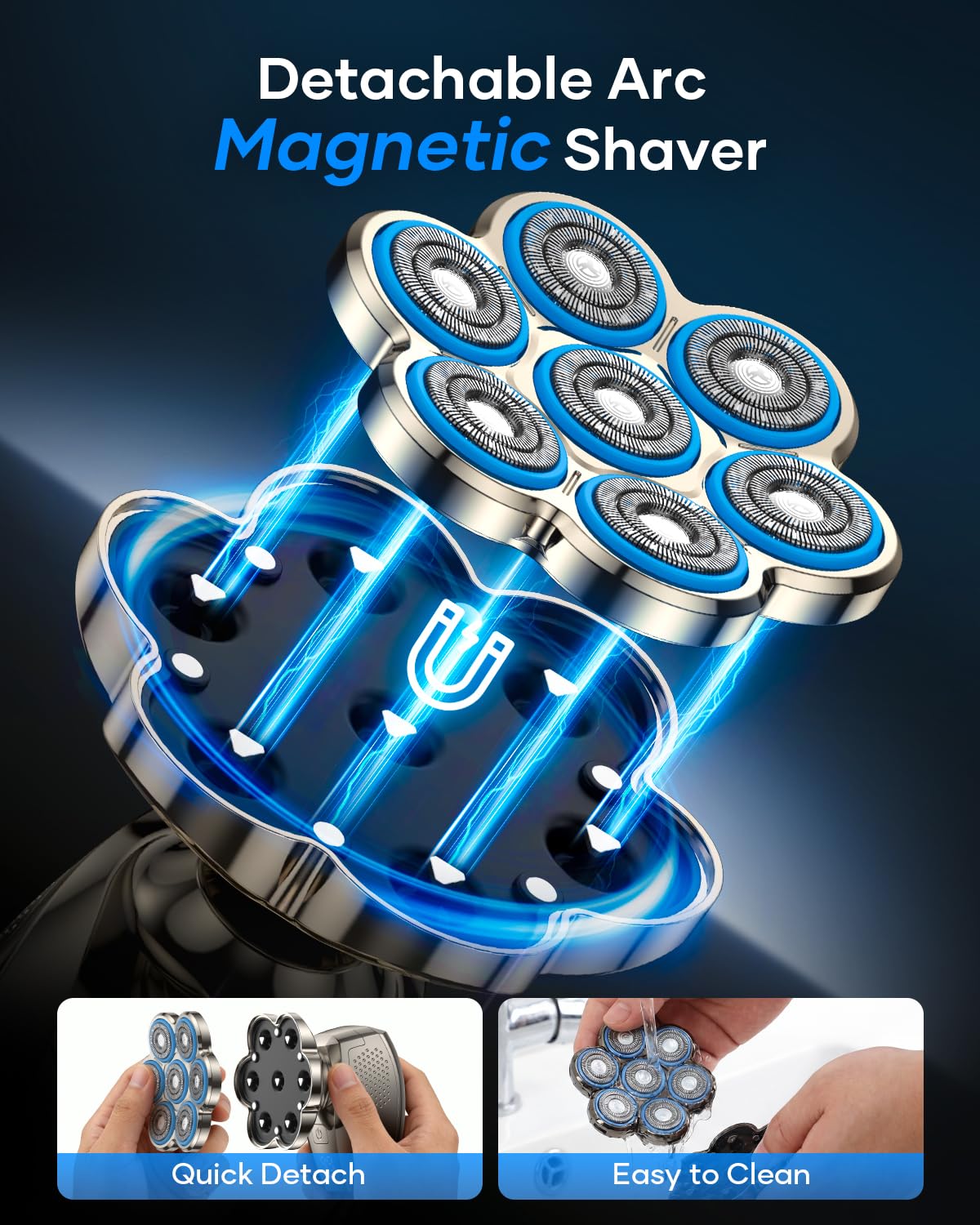 Spacekey 7D head shaver showing the flexible head for contouring the scalp.