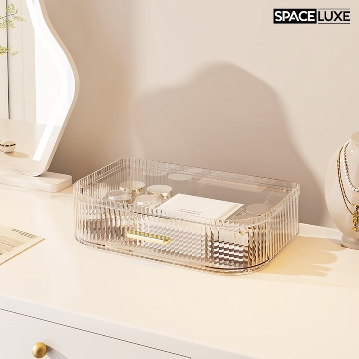 SpaceLuxe clear finish blends with various decor styles.