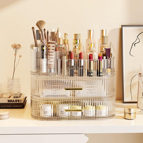 SpaceLuxe upper slot grid keeps lipsticks and tools neatly organized.