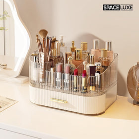 SpaceLuxe vanity setup shows stylish, organized beauty space