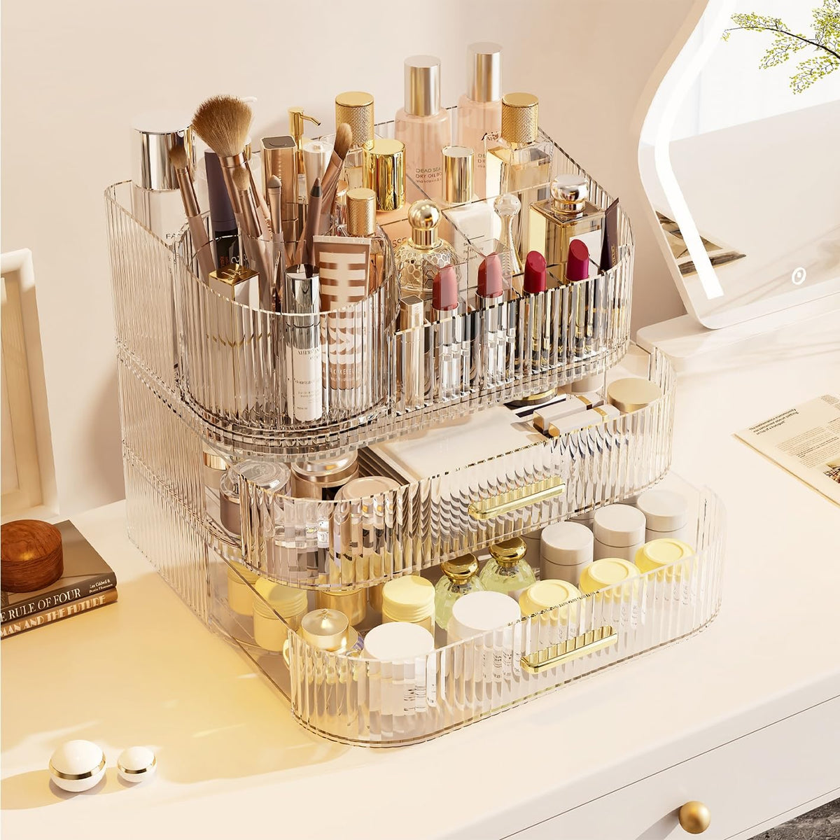SpaceLuxe vanity dimensions fit most counters for spacious organization.