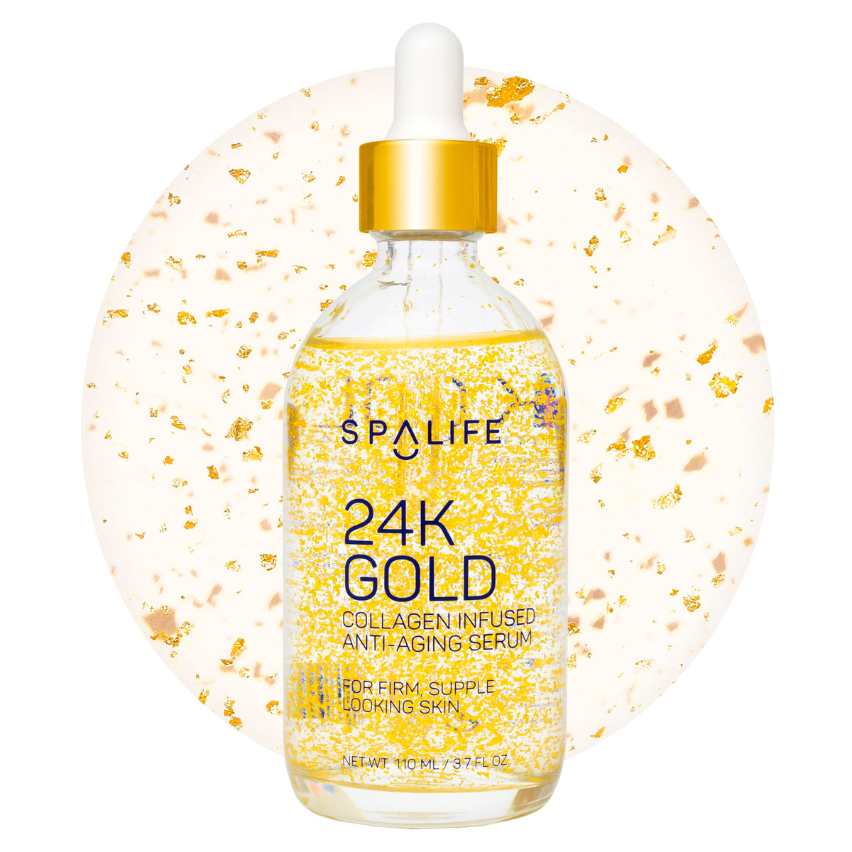 SpaLife 24k Gold Serum bottle close-up for radiant skin.