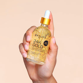 SpaLife 24k Gold Serum texture on skin showing smoothness.