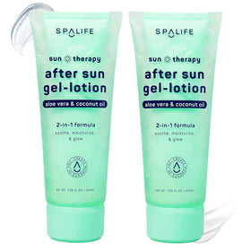 SpaLife after-sun gel-lotion dual-chamber pack delivers cooling relief after sun exposure.