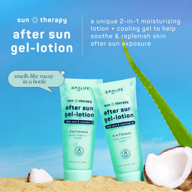 SpaLife after-sun gel-lotion hydrating coconut oil layer provides moisturized comfort.