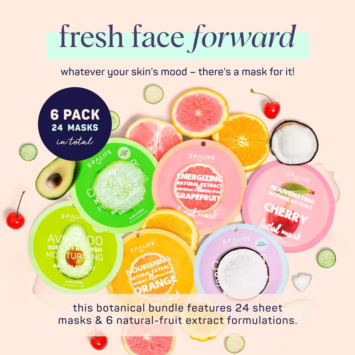 SpaLife Beauty Fruit Facial Sheet Mask grapefruit pack refreshing skin