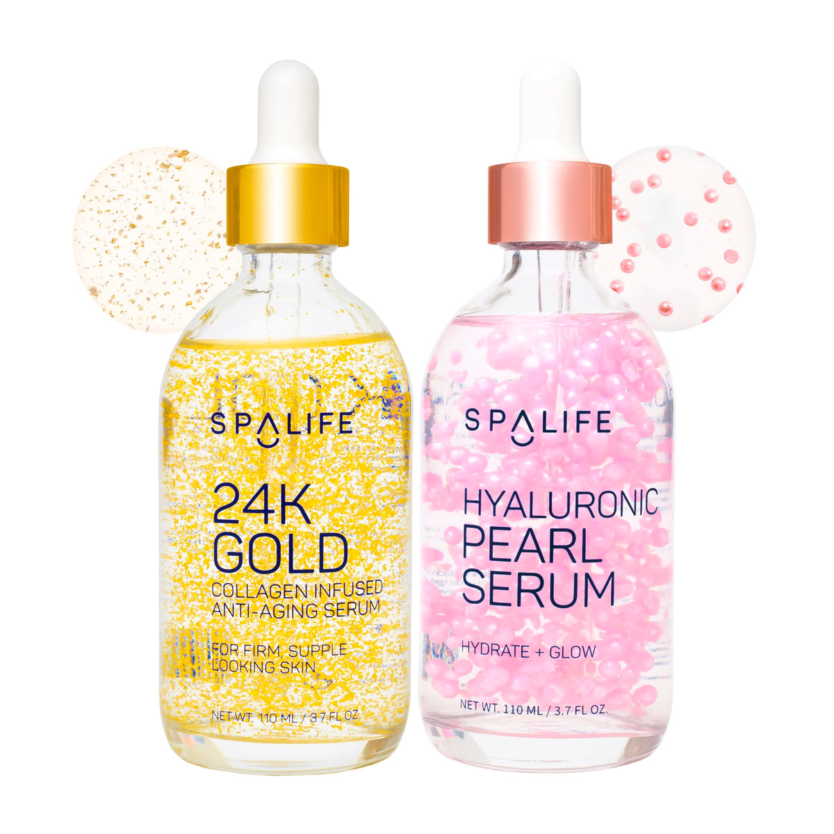 SpaLife Beauty Pearl Hyaluronic Serum bottle with pearl accents for deep hydration