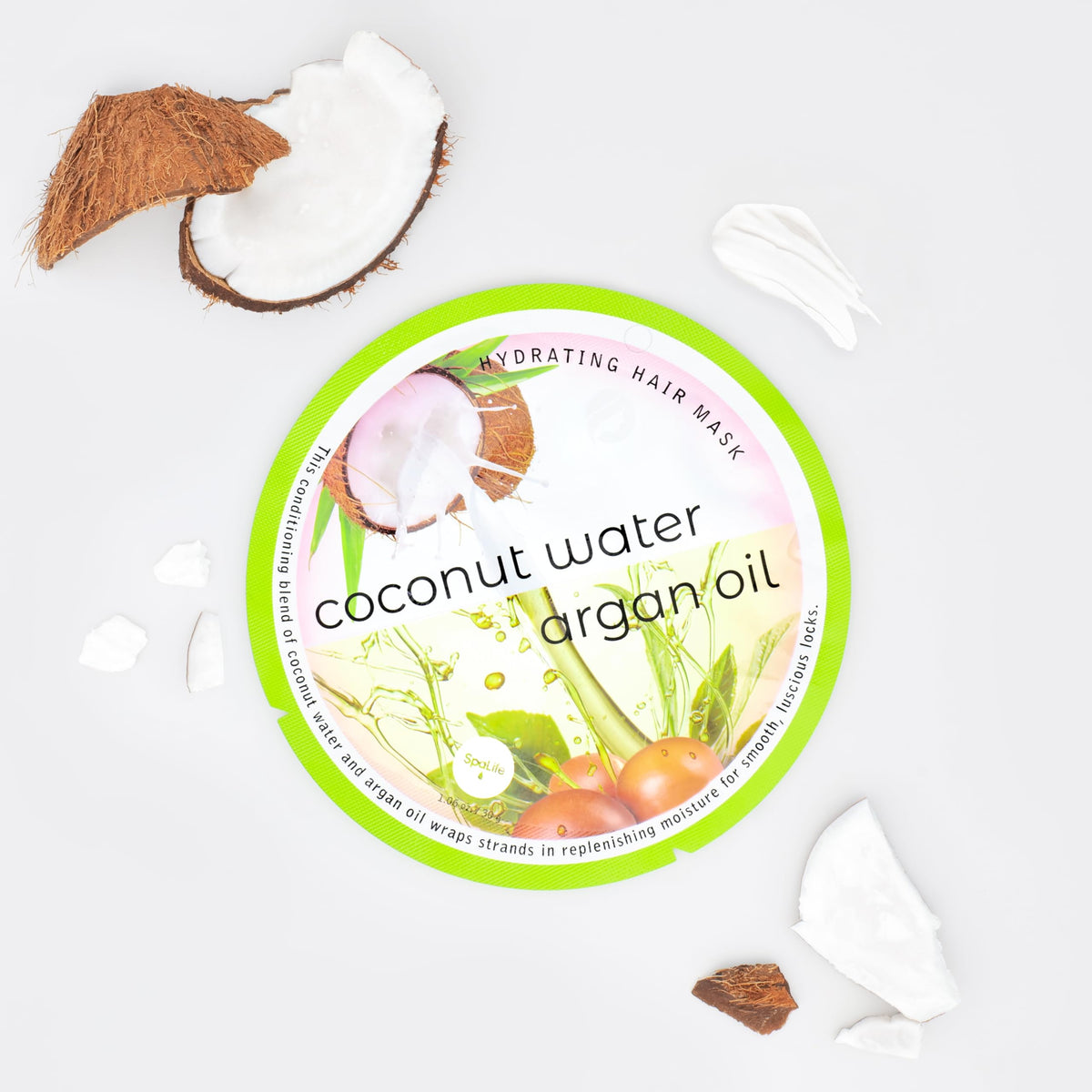 SpaLife hair mask packet green-tea-honey for repair and shine.