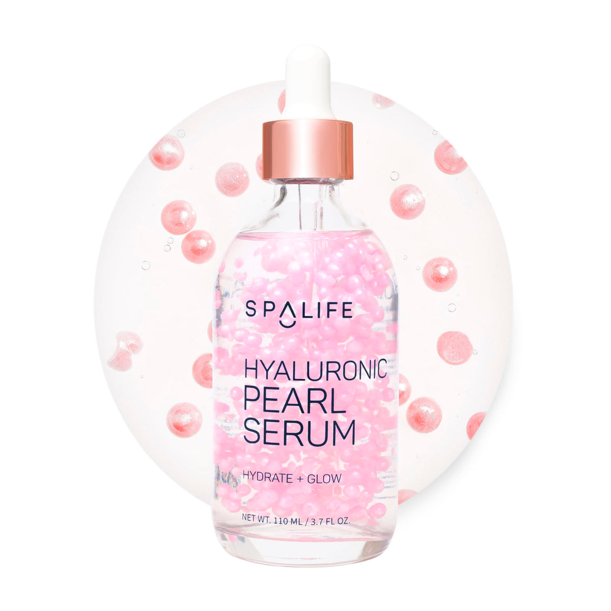 SpaLife Hyaluronic Serum bottle pouring to illustrate instant hydration.
