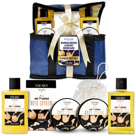 SpaLife sandalwood gift set box for a deluxe at-home spa experience.