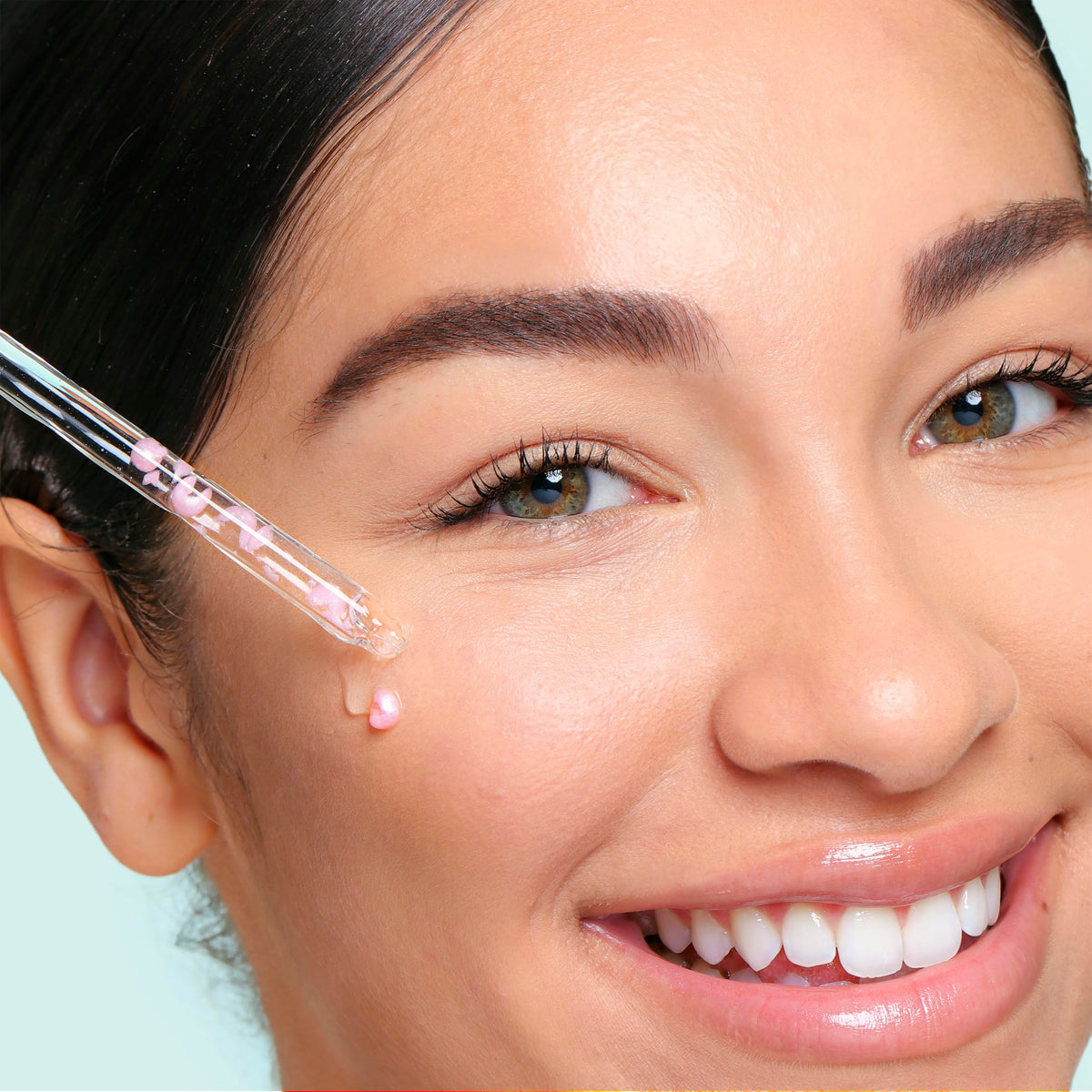 SpaLife Hyaluronic Serum close-up highlighting plump, smooth skin texture.