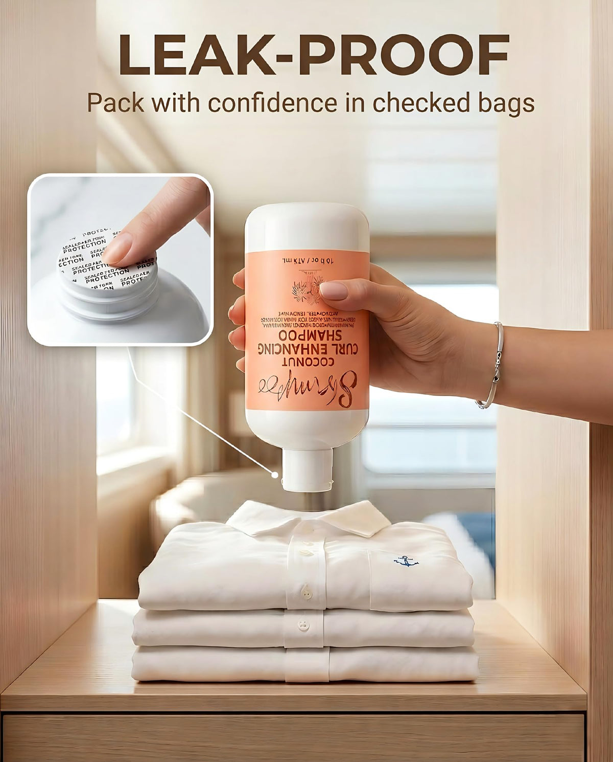 SpareCruise pour spout and funnel enable clean, mess-free refills during packing and use.