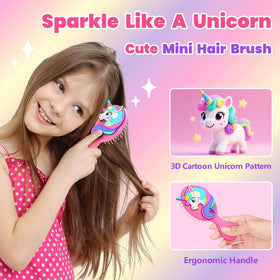 Sparkle Unicorn soft ball-tip bristles ideal for sensitive scalps