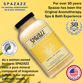 Spazazz 7377C magnesium-sulfate closeup shows mineral blend for a luxurious soak.