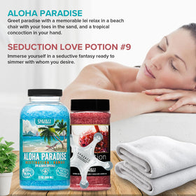 Spazazz aromatherapy bath salts close-up; oil-free formula protects equipment.